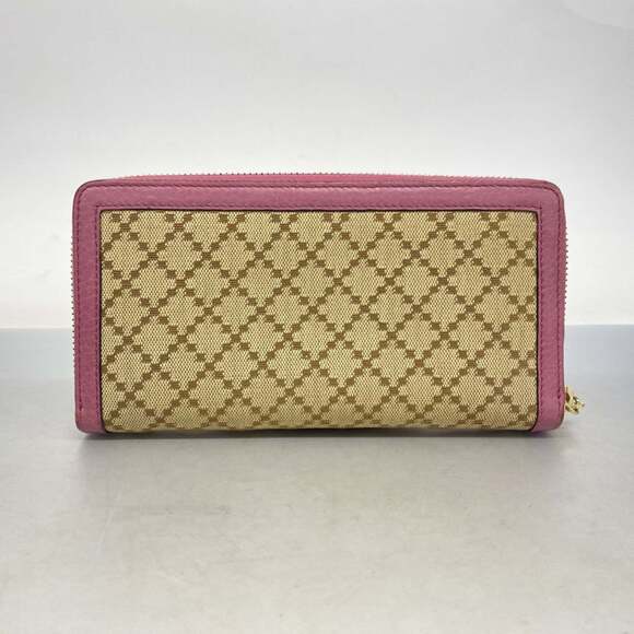 Gucci Bamboo Diamante Long Wallet 224253 Canvas Beige Pink